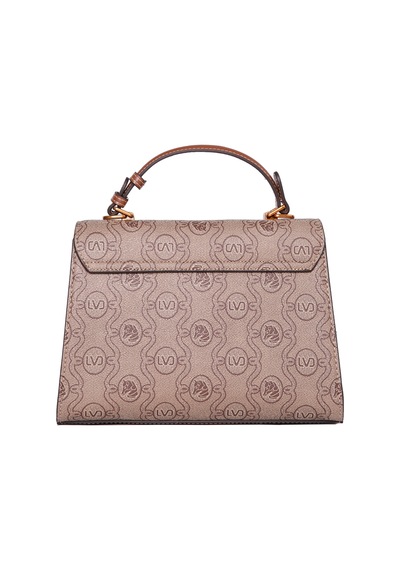 Levidor Monogram Baskılı Logo Detaylı Uzun Askılı Orta Boy Kadın El Çantası Camel