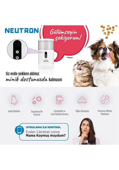 Ayrex Neutron Kameralı Ve Sesli Akıllı Mama Kabı Wi-fi Destekli - Smart Pet Feeder - App İle Kontrol