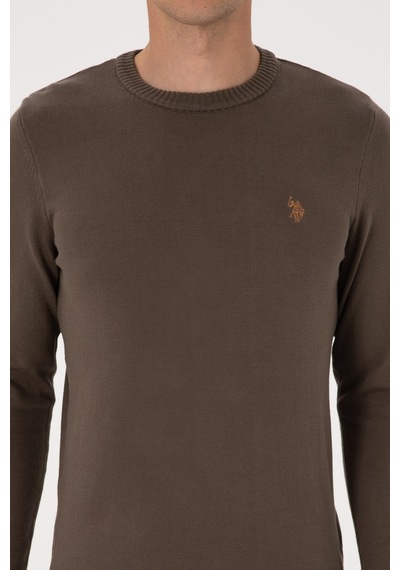 U.S. Polo Assn. Erkek Slim Fit Bisiklet Yaka Vizon Basic Kazak 50313713-VR052