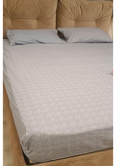 1448bng90298çarşaf Fıtted Çift Kişilik Keten Tarzı Pamuk Kumaş 2yastık Kılıflı Buz Gri Elyapım