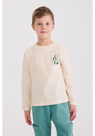 Panço Erkek Çocuk Uzun Kollu Ekru Tişört 2611bk05003 Krem