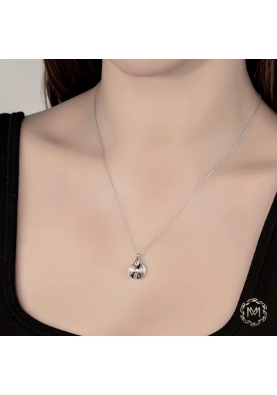 Madam&Matmazel Swarovski Tek Taş Beyaz Kristal Gümüş Kadın Kolye