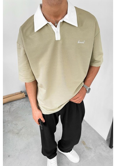 Su Yeşili Bound Polo Yaka Outplenty Premium Oversize Tişört Su Yeşili