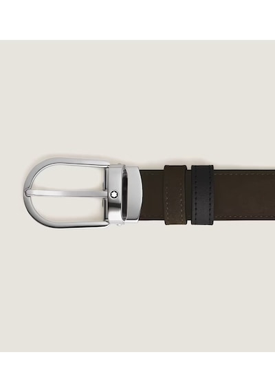 Montblanc At Nalı Tokalı Süet Deri 30 Mm Çift Taraflı Kemer 22097 Kahverengi