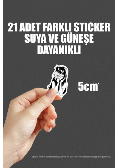 Junji İto Tomie Uzumaki Manga Anime Bujo Yapışkanlı Folyo Sticker Paketi 23 Adet Çok Renkli