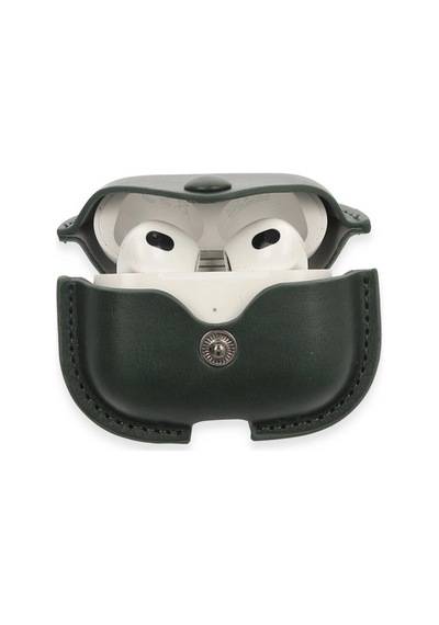 Apple Airpods 3 3.nesil Çanta Deri Kılıf - Haki Yeşil İtark12396