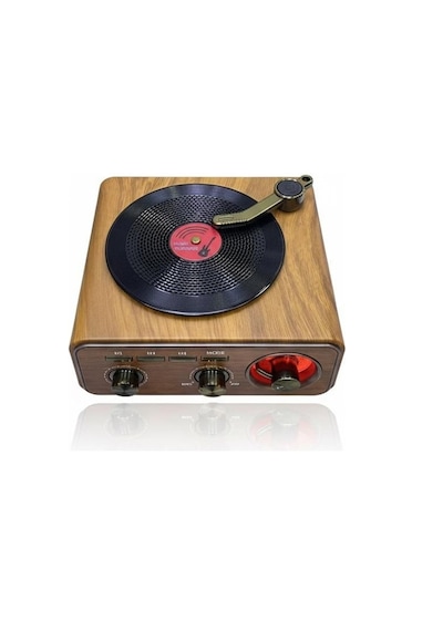 Md-1317bt Bluetooth Nostaljik Tasarım Hoparlör Radyo Plak Çalar Görünümlü Usb, Tf, Aux, Fm/am/sw