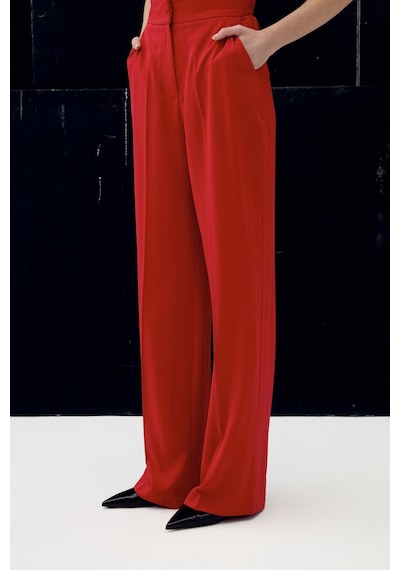 Sateen Anna Çizgili Pantolon - Kırmızı-137093 Kırmızı