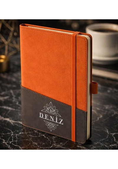 Bk Gift Kişiye Özel Turuncu Termo Deri Defter -16, Kartvizit Bölmeli, Çizgili Ivory Kağıt Kobitmeyencom36141 Bk Gift
