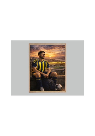 Marco Asensio Sarı Lacivert Doğal Ahşap Çerçeveli Tablo Çok Renkli - 867714831 Çok Renkli