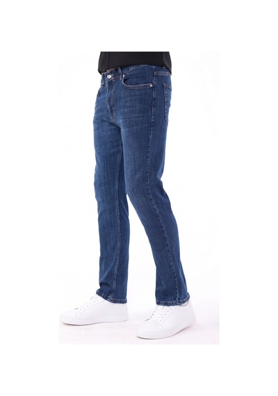 Blayn Jeans Erkek Tint Efekt Diz İzi Yapmayan Pamuklu Esnek Denim Jean Kot Pantolon Regular Kalıp Koyu Lacivert
