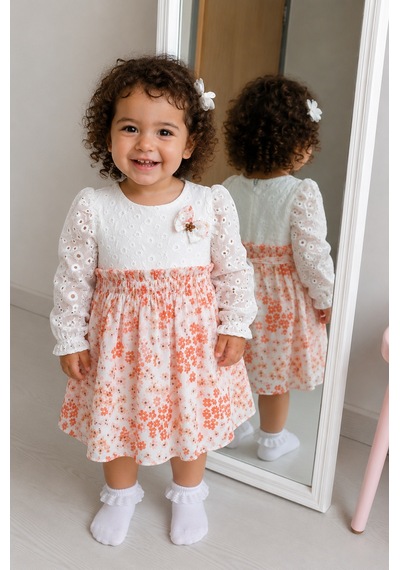 Babyhola Çiçekli Kız Bebek Çocuk Elbise Mevsimlik Bayramlık 13822 Ekru Babyhola Çiçekli Kız Bebek Çocuk Elbise Mevsimlik Bayramlık 13822 Ekru