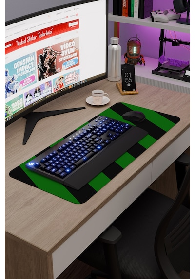 Yeşil Siyah 70x30 Xl Taraftar Gaming Oyuncu Mouse Pad Kaymaz Taban Büyük Klavye Fare Altlığı Şerit