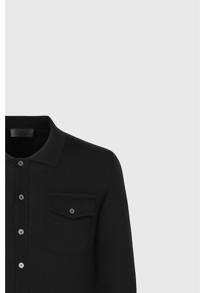 AC&Co / Altınyıldız Classics Erkek Sıyah Sıcak Tutan Yünlü Standart Fit Normal Kesim Gömlek Yaka Cepli Triko Hırka Siyah AC&Co / Altınyıldız Classics Erkek Sıyah Sıcak Tutan Yünlü Standart Fit Normal Kesim Gömlek Yaka Cepli Triko Hırka Siyah
