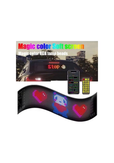 Araç Led Matrix Cama Yapışkanlı Telefonla Kontrol Edilebilen Kişiselleştirilebilir Uzaktan Kumandalı