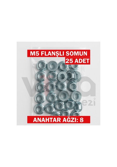 M5 Flanşlı Somun 25 Li Çinko Kaplı 1