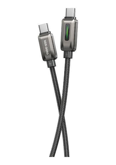 Ven-dens Dc14cc 100 W Pd Type-c To Type-c Hızlı Şarj Ve Veri Kablosu, 1 Metre, Örgü Kaplama, Siyah