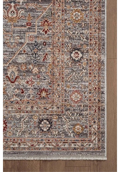 Renkli Vintage Modern Salon Koridor Yatak Ve Oturma Odası Halısı Gri