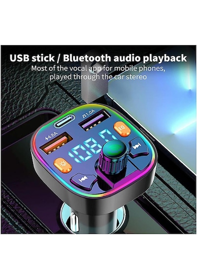 Bluetooth Car Adapter Bluetooth 5.0 Fm Radio Transmitter Radio Adapter Car Kit Bluetooth Car Charger Adapter Pd+qc3.0 Black