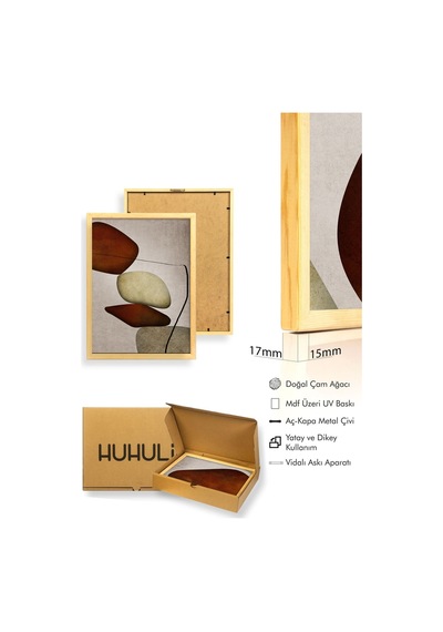 Huhuli Ahşap Çerçeveli 3 Parça Set Tablo Huhu469