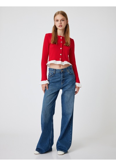 Koton Crop Hırka Düğmeli Fırfır Detaylı Bisiklet Yaka Slim Fit Kırmızı 5wal90024ık Kırmızı Koton Crop Hırka Düğmeli Fırfır Detaylı Bisiklet Yaka Slim Fit Kırmızı 5wal90024ık Kırmızı