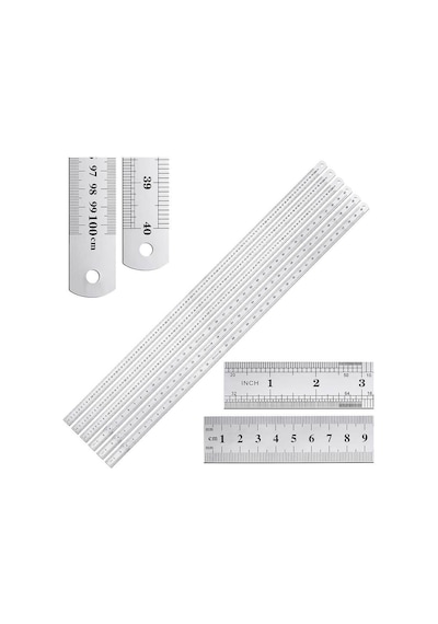 100cm 40 İnch - Çift Taraflı Paslanmaz Çelik Metal Cetvel - Kalınlık 1.2mm