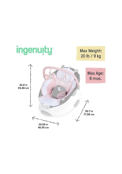 Ingenuity Titreşimli, Oyuncak Barlı Ve Sesli, 0-6 Ay Ana Kucağı Pink