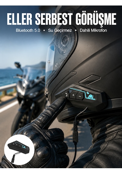 Kask Kulaklığı Motosiklet Intercom Interkom Dinleme Konuşma Özellikli Su Geçirmez 86944449