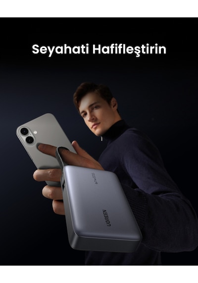 Ugreen Nexode 20.000 Mah 67w Usb-c Dahili Kablolu Hızlı Şarj Powerbank, 55996b Gri