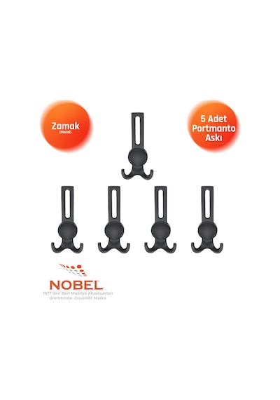 Solo Lüks Portmanto Askı, Metal, Vestiyer Askı, 210 Gr, Dolap Askılık, Duvar Askılığı, Mat Siyah Vidalı 5 Adet
