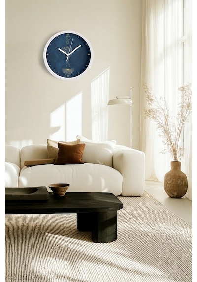 Kova Burcu - Burçlar Modern Duvar Saati - 35cm - Önü Camlı Beyaz Kasa - Sessiz Mekanizma Beyaz