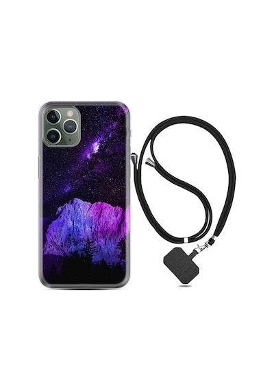Apple Uyumlu iPhone 11 Pro Kılıf Boyun Askılı Purple Mountain 1640