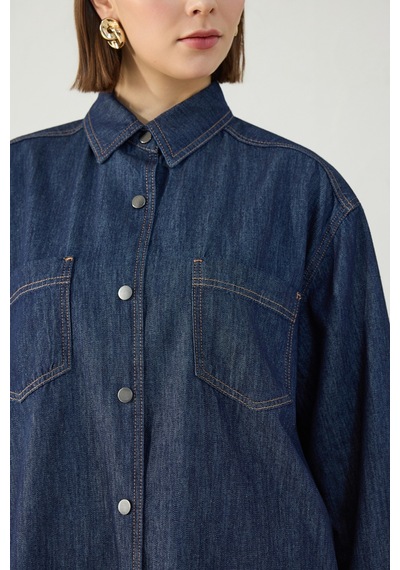 Aker Lacivert Denim Gömlek Lacivert Lacivert