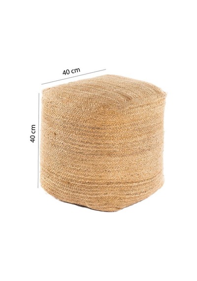 Digithome Dekoratif Kare Naturel Hasır Jüt Puf 40x40 -12080 Kahverengi