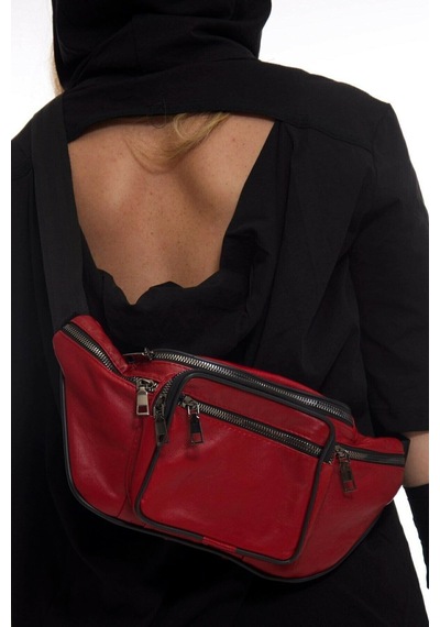 Nahitatyana Unisex Kırmızı Çok Cepli Hakiki Deri Freebag Bel Çantası Ve Omuz Çantası Kırmızı - 121763658 Kırmızı