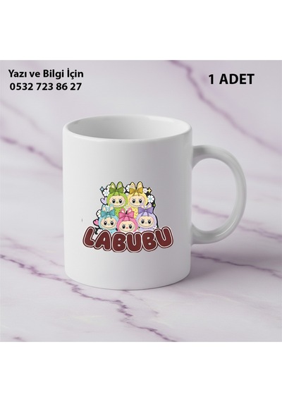 Labubu Tasarımlı Kişiye Özel İsimli Kupa Bardak Beyaz