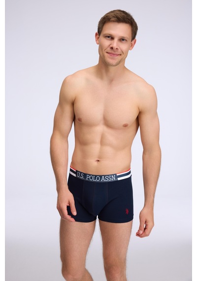 U.S. Polo Assn. Erkek Gri - Kırmızı - Lacivert 3 Lü Boxer Gri