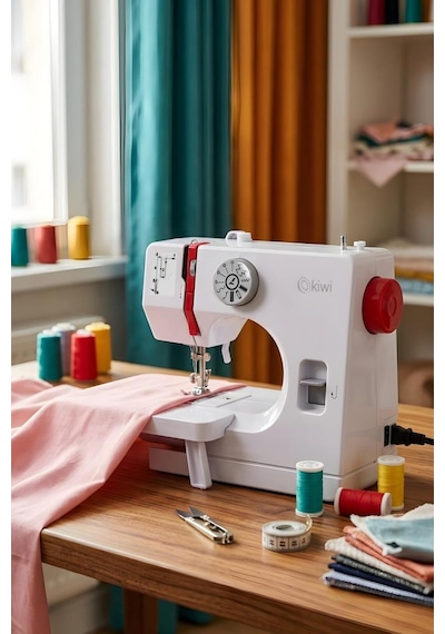 Kiwi Ksw-3072 Dikiş Makinesi 12 Desen & Çift İplik & Ayak Pedallı Beyaz