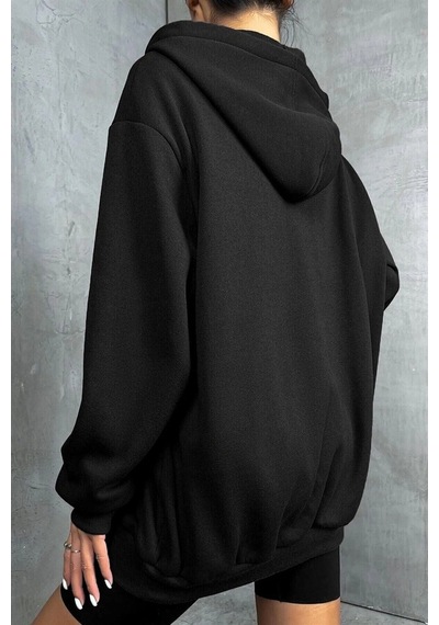Startmore Adrift Ünisex Siyah Fermuarlı Oversize Sweatshirt New York21 Siyah