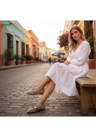 Aska Shoes Shoes Günlük Tokalı Babet 2025aska002 Vizon