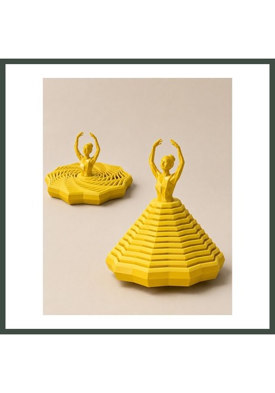 Bezos 3d Baskı Balerin Figürlü Fidget Oyuncak - Hareketli Optik İllüzyon Masa Dekoru-sarı Nhr