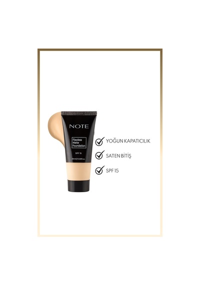Flawless Matte Foundation SPF 15 Yoğun Kapatıcı Mat Bitişli Fondöten - 01 Açık