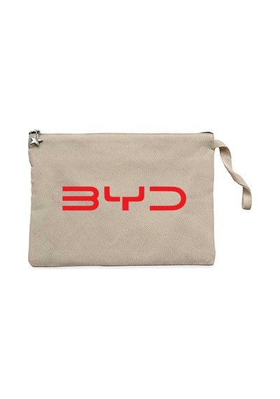 Byd Logo Text Red Krem Clutch Astarlı Cüzdan / El Çantası