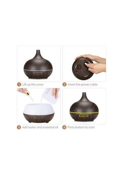 Aroma Difüzörü Buhar Ultrasonik 7 Renk Işıklı Aromatik Oda Kokusu Hava Nemlendirici Buhar Makinası Siyah - 325624083