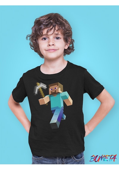 Bumeta Minecraft Steve Karakter Oyun Game Çocuk Tişört T-shirt 001