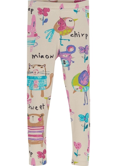 Lovetti Bej Kız Çocuk Chirping Animals Desen Tayt 4768B007 Bej