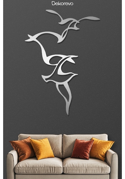Martıların Dansı Metal Duvar Tablosu - Metal Duvar Sanatı - Krom - 21 X 30 Cm