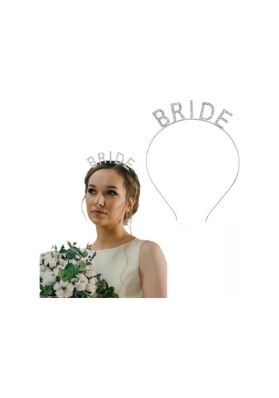 Mey İthalat Gümüş Renk Bekarlığa Veda Kristal Taş Bride Tacı İthal 16x10 Cm