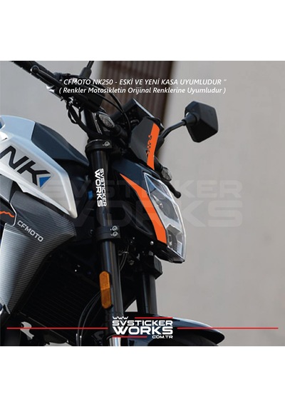 Cfmoto 250nk Siper Sticker Siperlik Tur Camı Sticker Nk Yazılı Etiket Turuncu