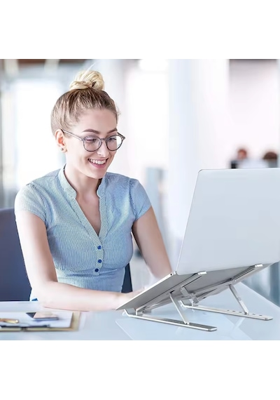 Apple Uyumlu MacBook Laptop Bilgisayar Standı Notebook Özel Yükseltici Stand Tablet Tutucu Ayarlı Metal Metal Stand-970